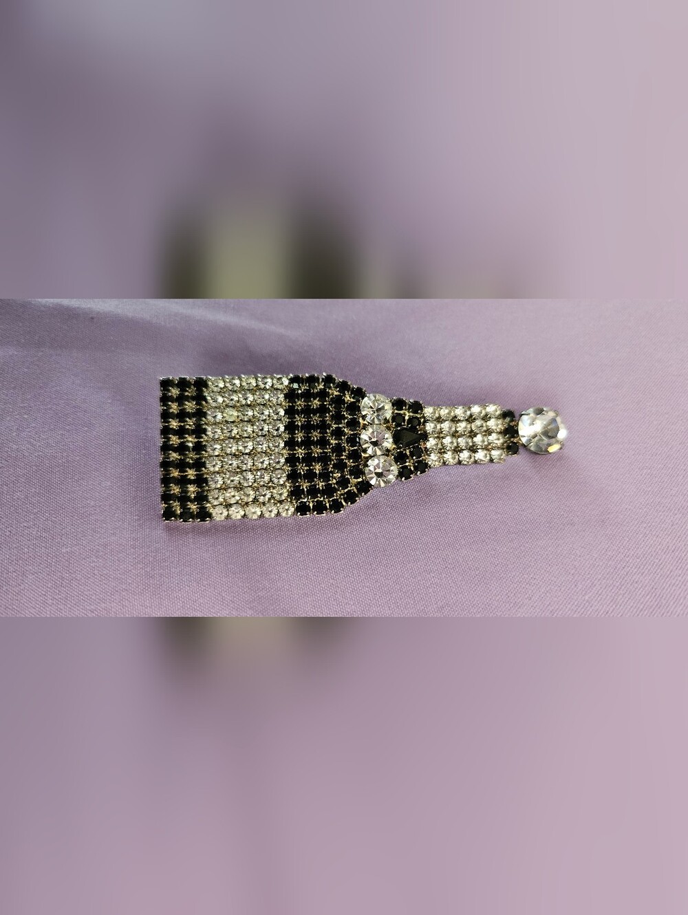 Champagne Or Wine Bottle Pin brooch Rhinestone Black White
